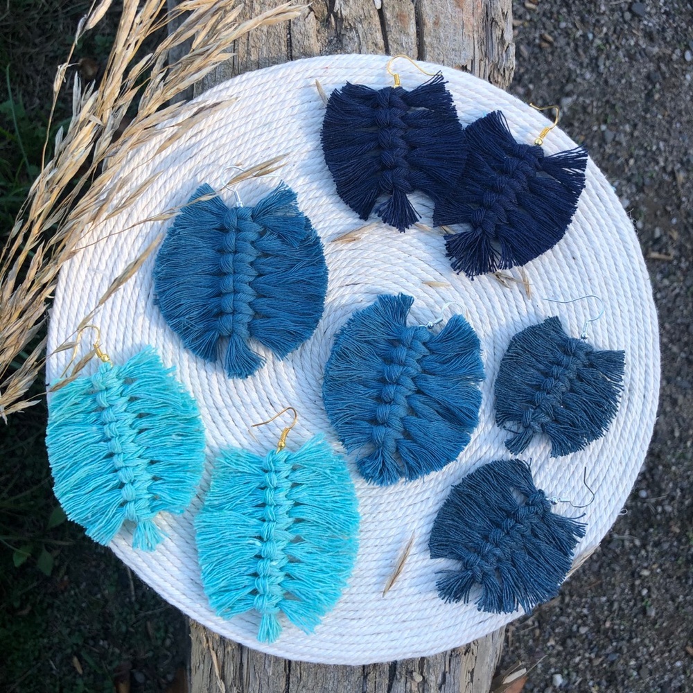 Macramé Feathered earrings
